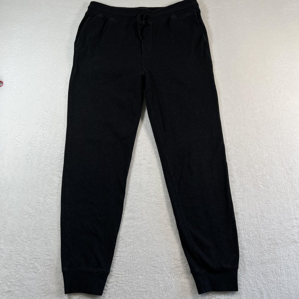 Faherty Pants Mens Medium Black Knit Joggers Sweatpants Drawstring Pockets